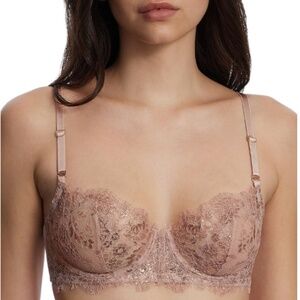 Skarlett Blue Entice Lace Balconette Bra In Romance/Rose Size 32D NWT